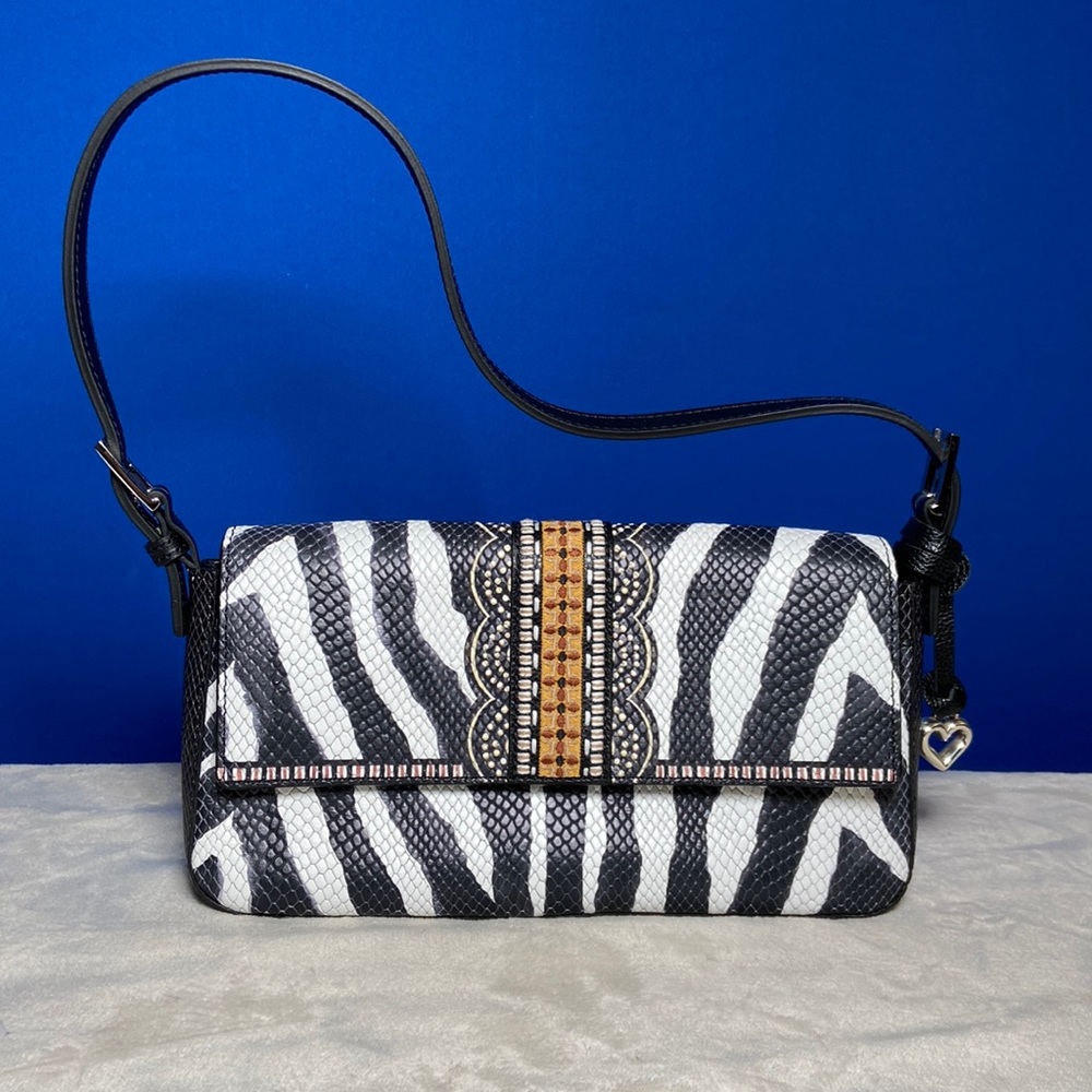 Gorgeous and exotic! Brighton Africa Stories Tarina Python Baguette Handbag.